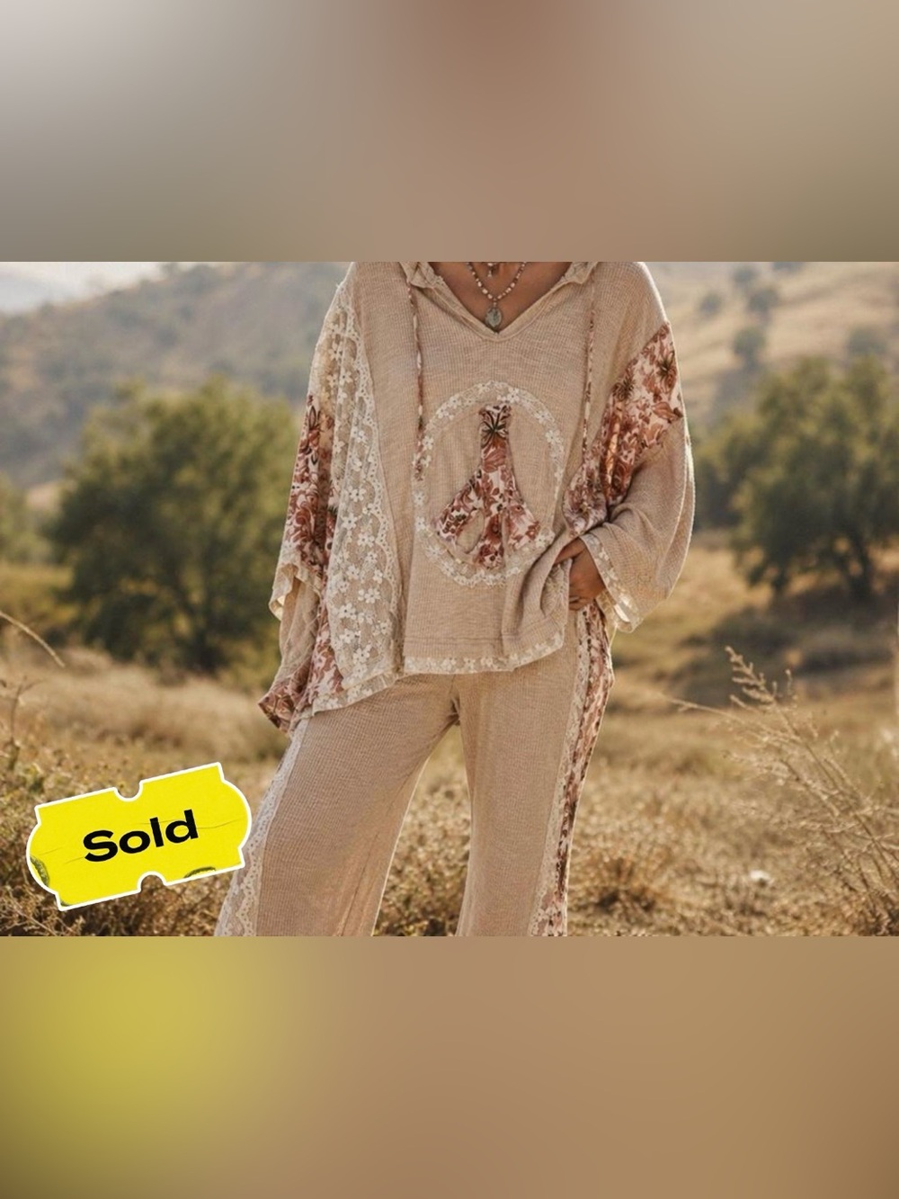 SOLD: Depop. ✨ Romantic POL Lace Peace Sign Hoodie | Boho Cottagecore Dream ✨ - Picture 1 of 6